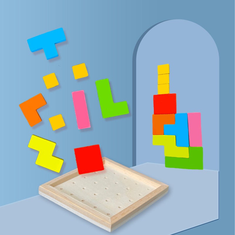 Tetris Stereo Building Block Puzzle Children'S Educational Wooden Toys Dole Thinking Training Intelligence Break Through - Image 3